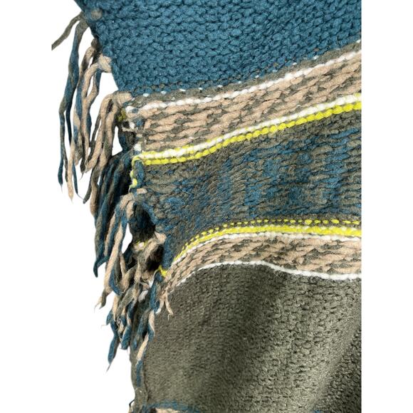 Free People Labyrinth Fringed Poncho Striped Sweater XS/S Cabincore0 - Picture 7 of 9